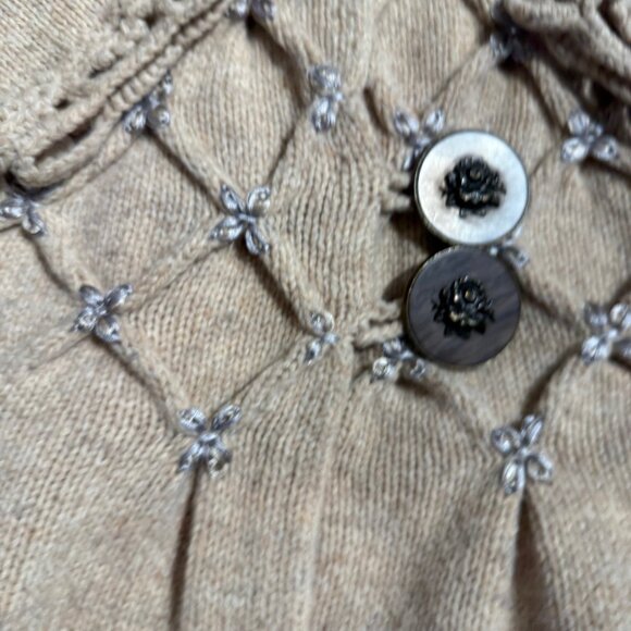 anthropologie leifsdottir Lisel Cardigan 90% wool chunky beige cardigan; Size S - Picture 8 of 9